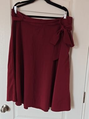 Modcloth Burgundy Wrap Skirt with Side Tie